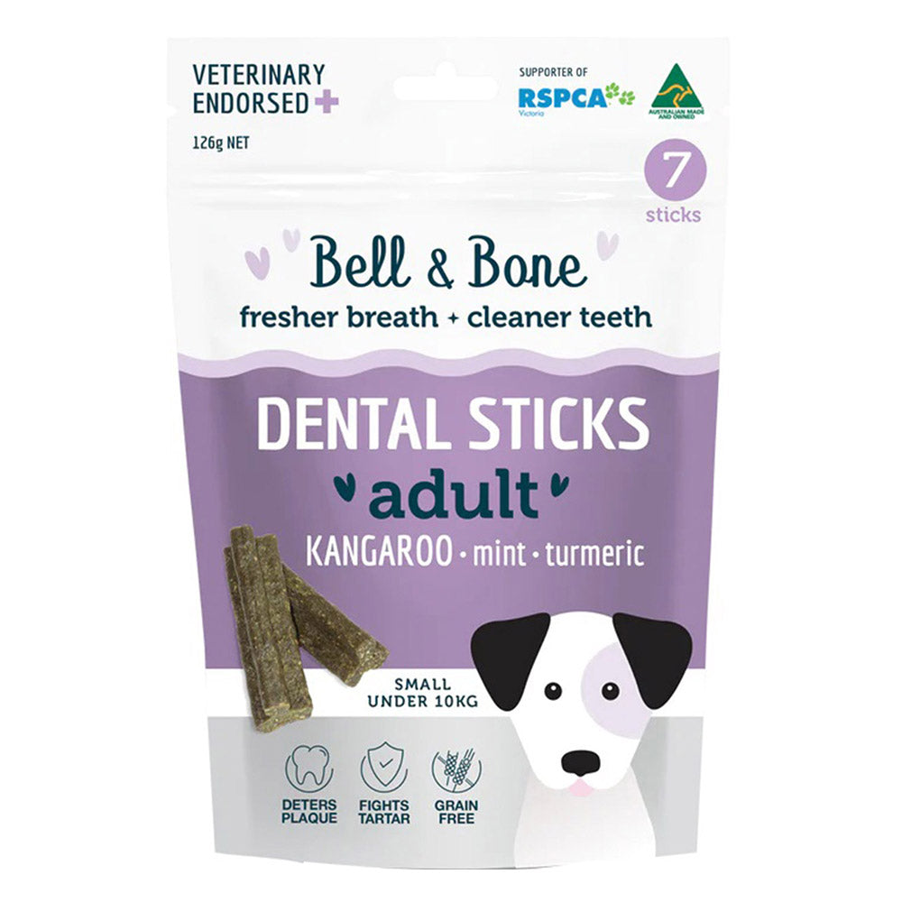 Bell And Bone Dental Sticks Kangaroo Mint And Turmeric Treats For Large Dogs