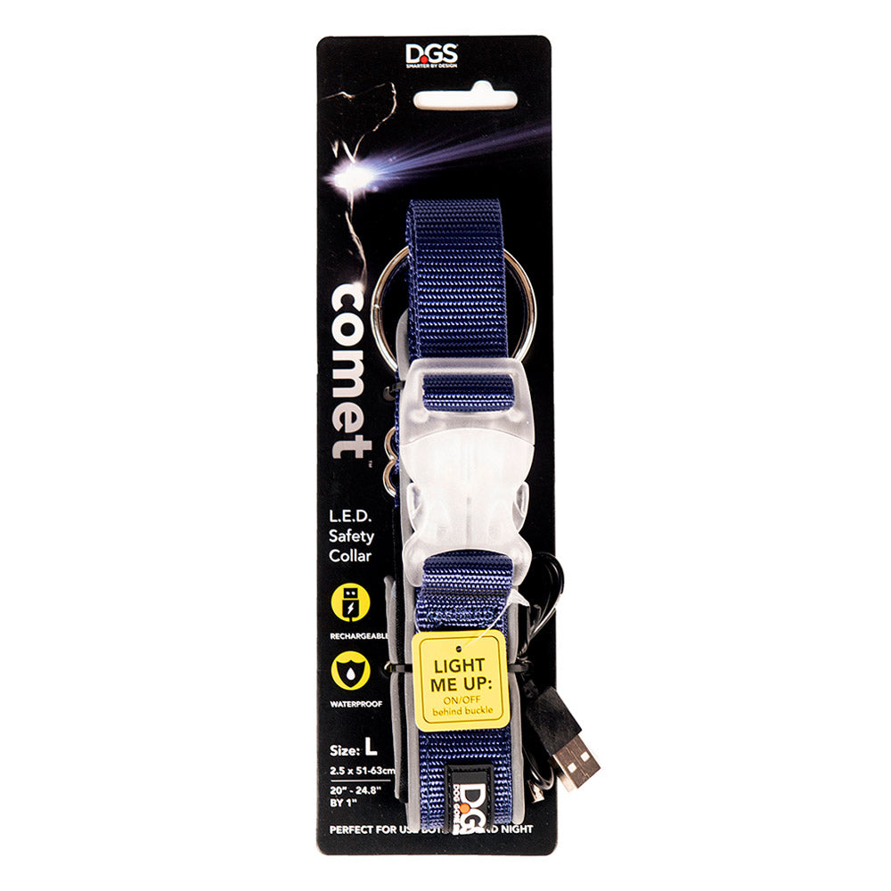 Dgs Comet Led Safety Collar (Navy) Large - 2.5Cm X 45 - 63Cm