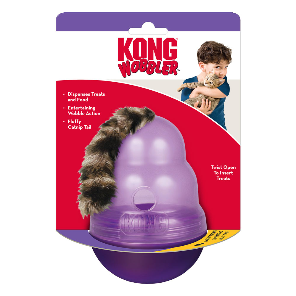 Kong Wobbler Treat Dispenser Toy For Cats - Fluffy Tail