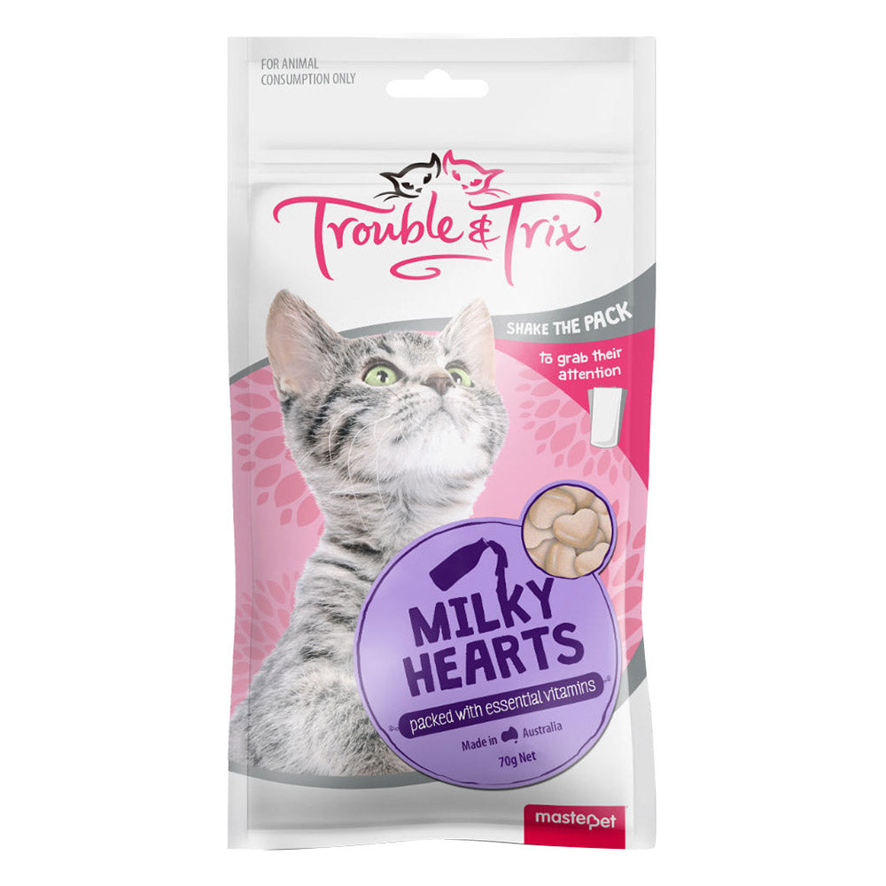 Trouble & Trix Milky Heart Cat Treats 70Gm