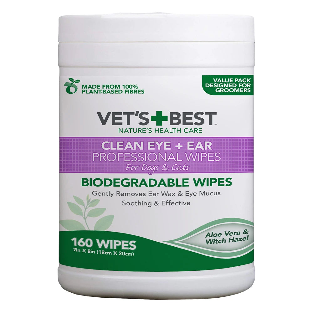 Vet's Best Nature's Health Care Clean Eye + Ear Professional Wipes for Dogs & Cats