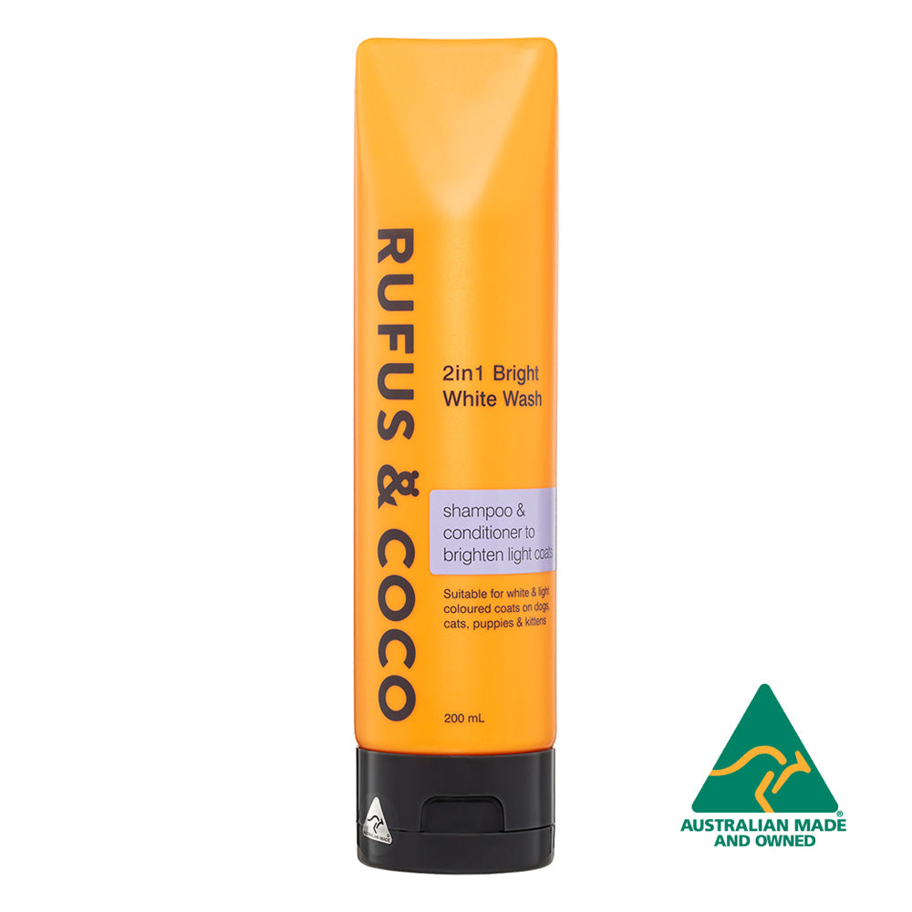 Rufus & Coco 2 in 1 Bright White Wash Shampoo and Conditioner for Dogs, Cats, Puppies & Kittens