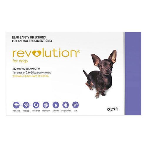 Revolution (Selamectin) For Very Small Dogs 2.6 To 5Kg (Purple)