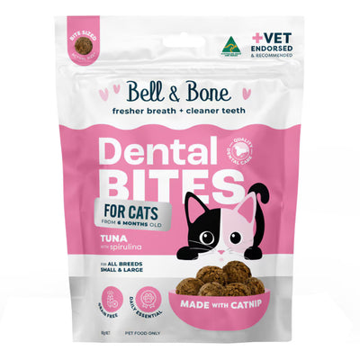 Bell & Bone Dental Bites For All Breeds Tuna With Spirulina Cat Treats 