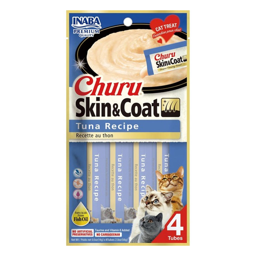 Inaba Churu Skin & Coat Tuna Recipe Cat Treat 