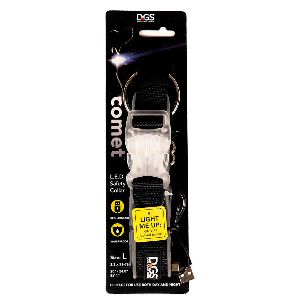 Dgs Comet Led Safety Collar (Black) Large - 2.5Cm X 45 - 63Cm
