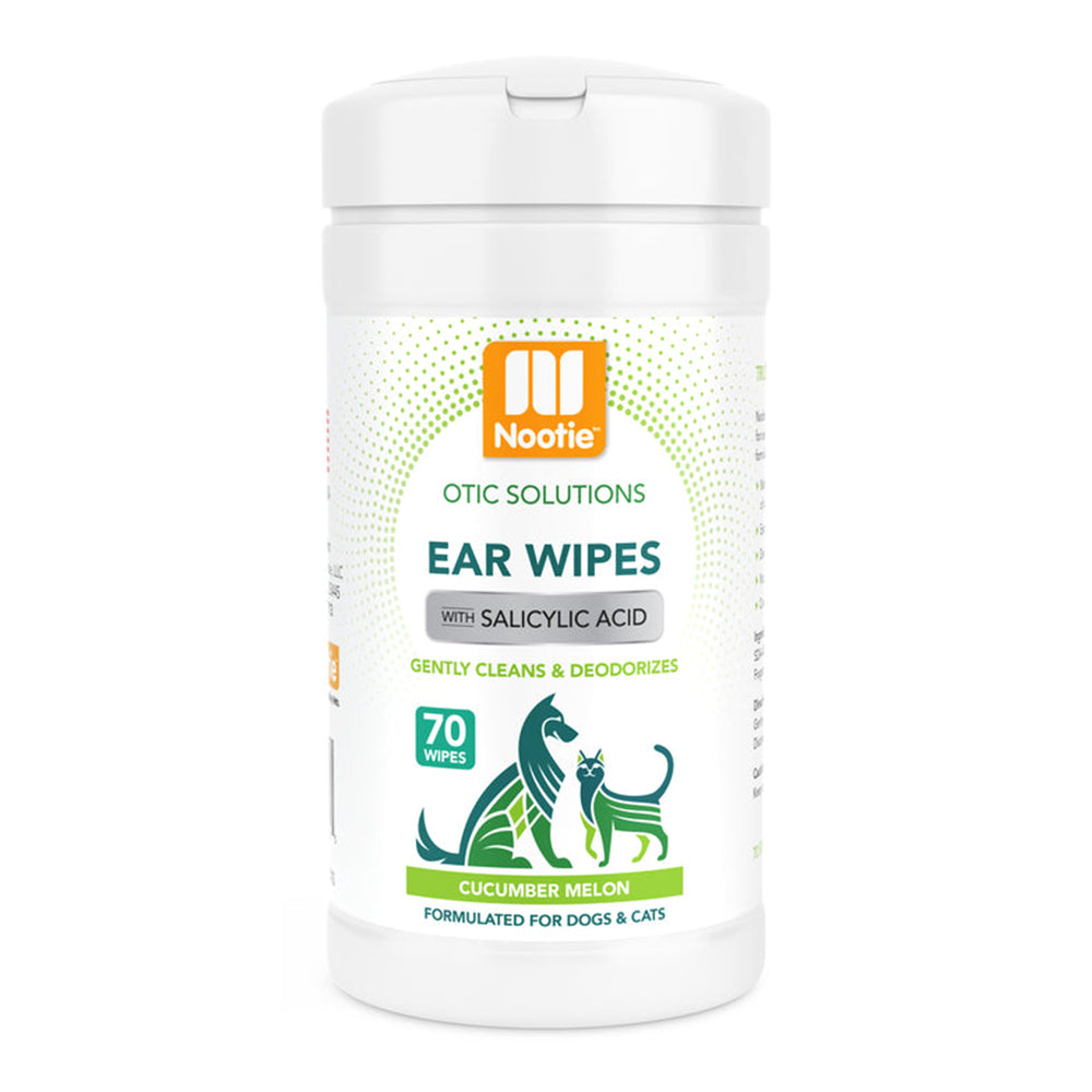 Nootie Otic Solutions Ear Wipes with Salicylic Acid for Dogs & Cats - Cucumber Melon