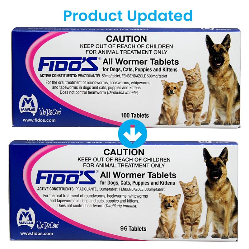 Fido's All Wormer Tablets for Dogs, Cats, Puppies and Kittens