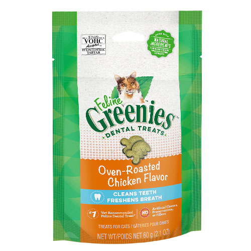 Greenies Feline Oven-Roasted Chicken Flavor Dental Cat Treats 277 Gm