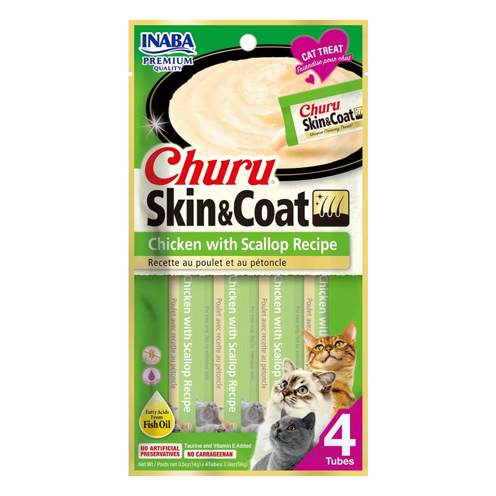 Inaba Churu Skin & Coat Chicken With Scallop Recipe Cat Treat