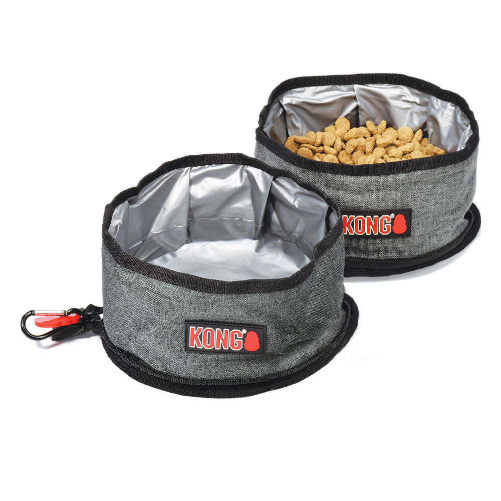 Kong Travel Fold-Up Double Bowl Set For Dogs