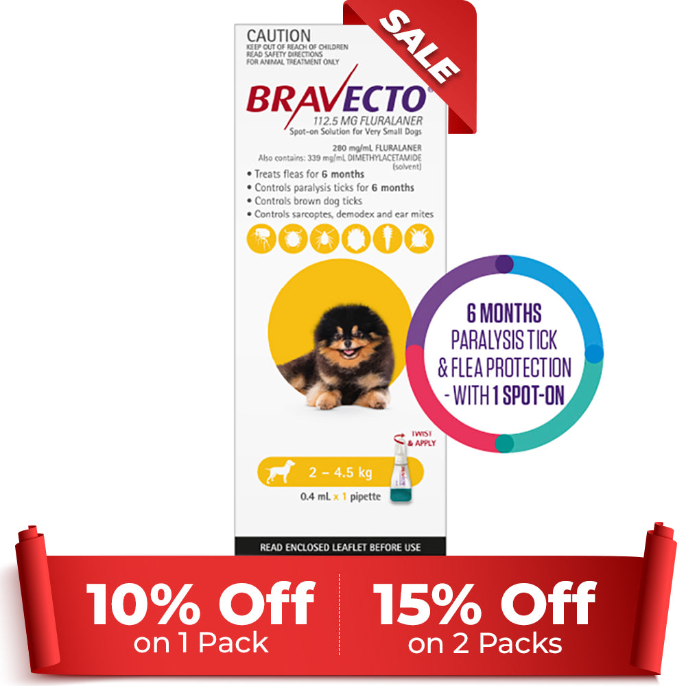 Bravecto Spot On for X-Small Dogs (2 - 4.5 kg) Yellow