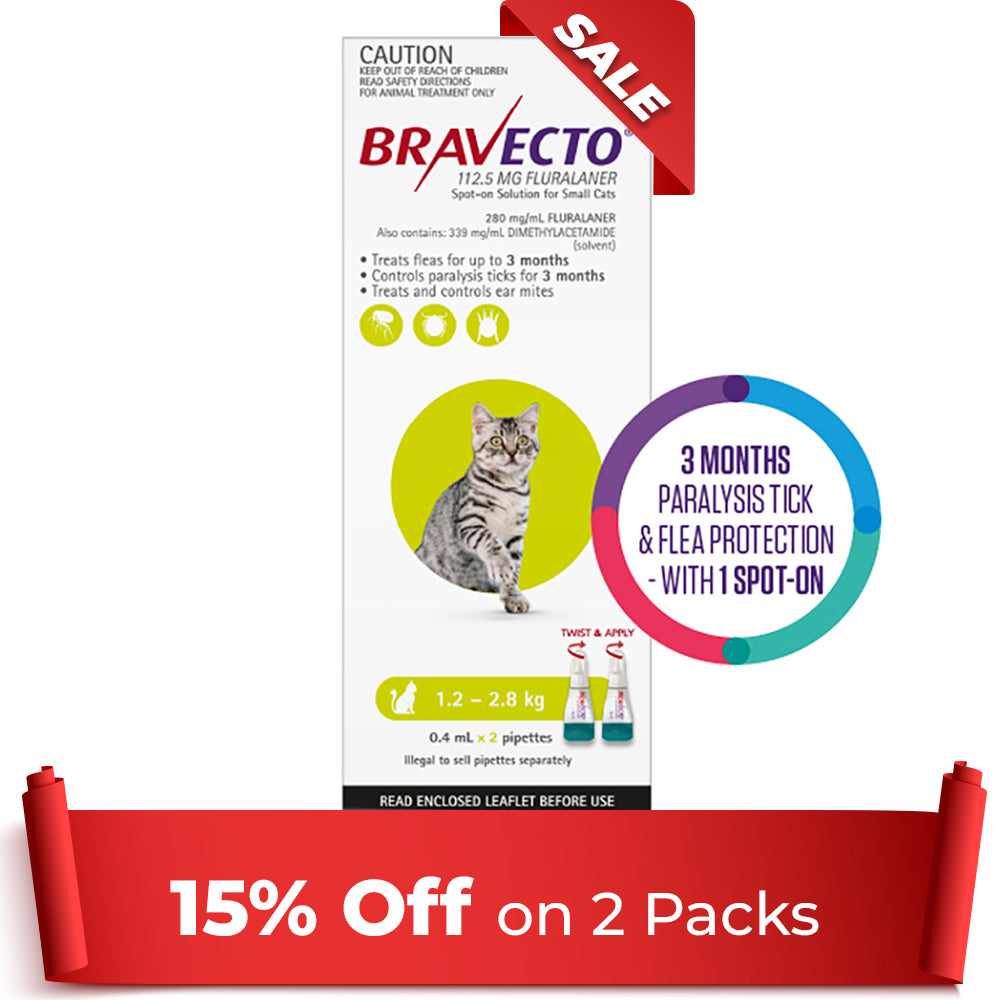 Bravecto Spot On For Small Cats (1.2 - 2.8 kg) Light Green