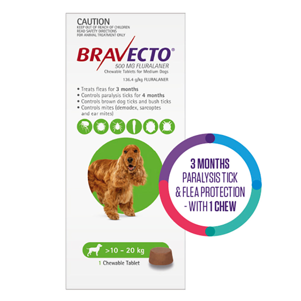 Bravecto For Medium Dogs 10-20Kg (Green)