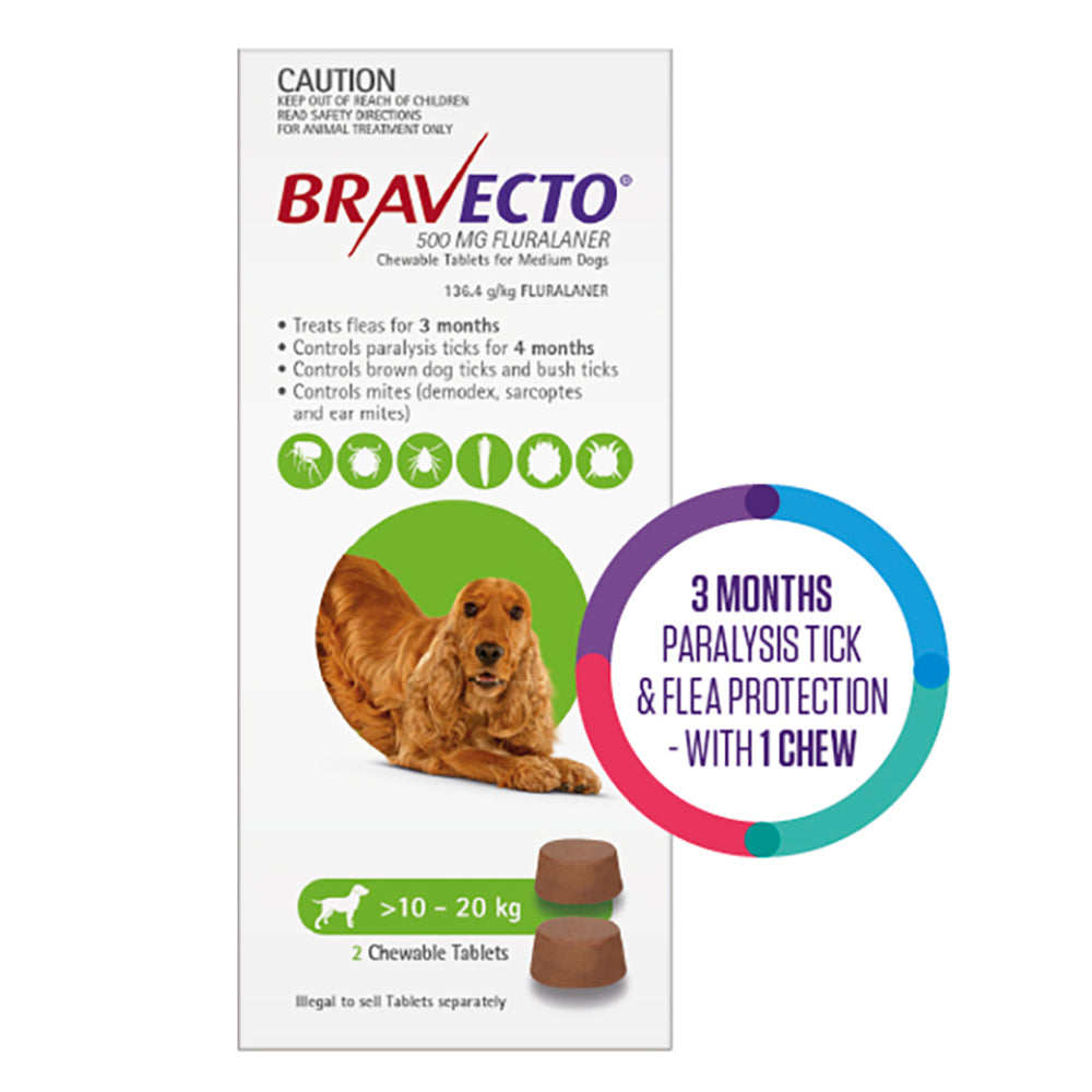Bravecto For Medium Dogs 10-20Kg (Green)