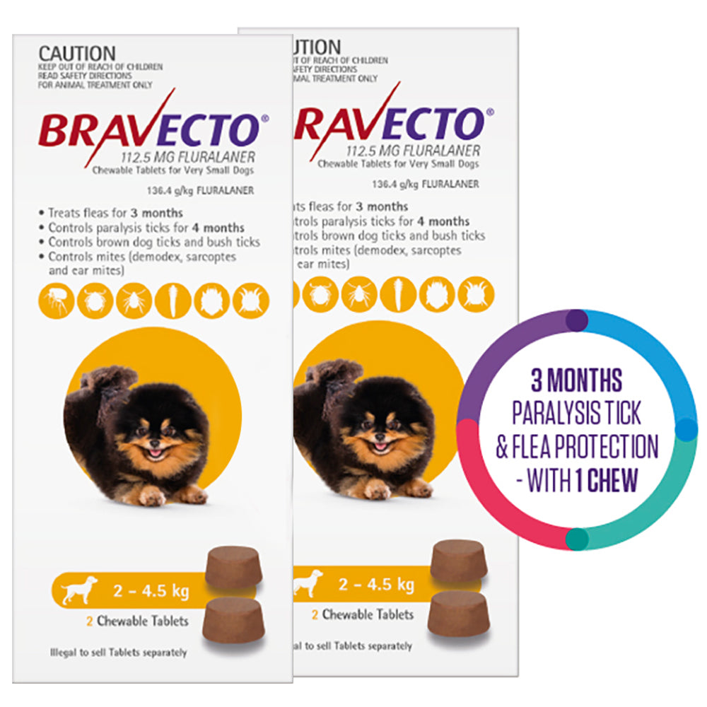 Bravecto For Toy Dogs 2-4.5Kg (Yellow)