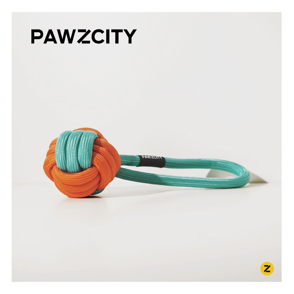 Pawzcity Interactive Rope Ball With Loop - Rockmelon 