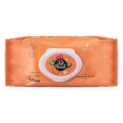 Pet Head Quick Fix Paw And Body Wipes Peach Fragrance For Dogs 