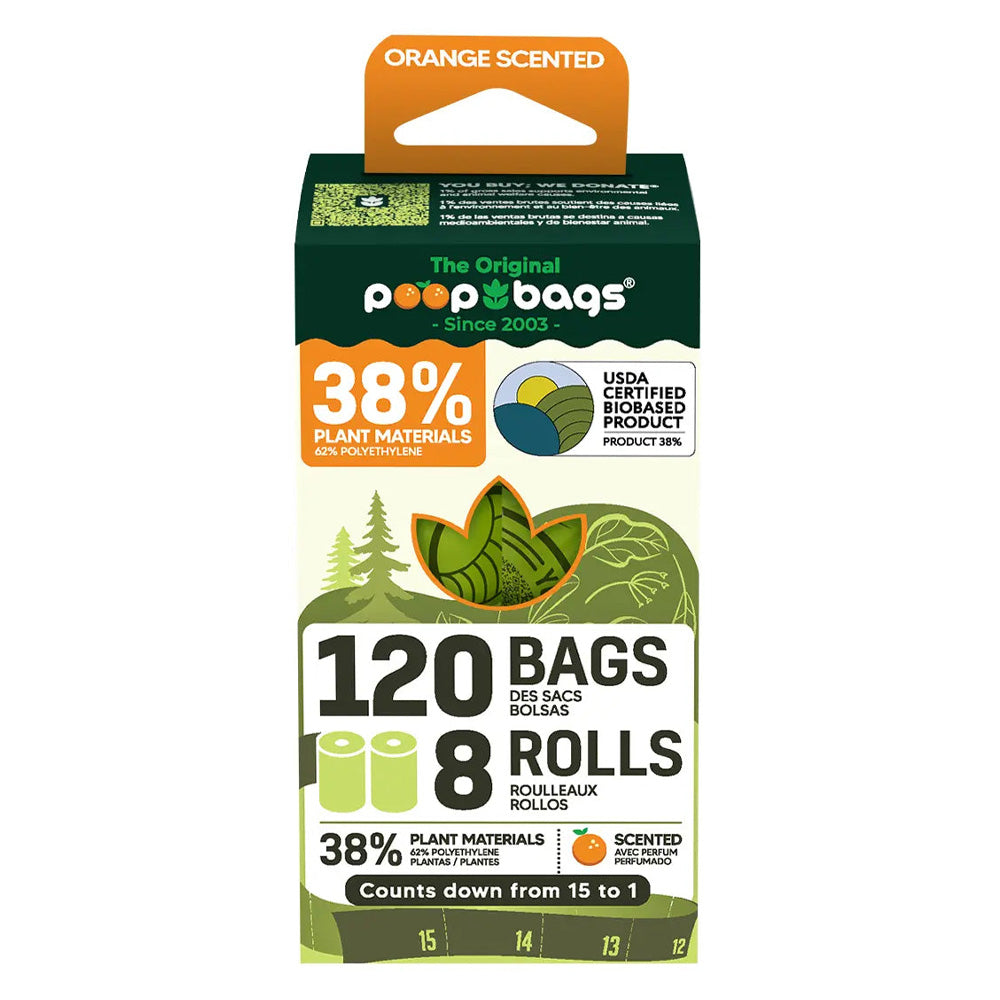 Poop Bags 120 Orange Scented Waste Bags 8 Rolls 