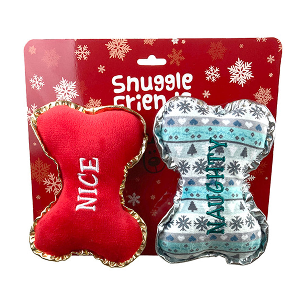 Snuggle Friends Christmas Plush Bone Set Toy for Dogs