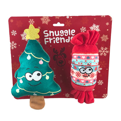 Snuggle Friends Christmas Plush Candy and Tree Set Toy for Dogs