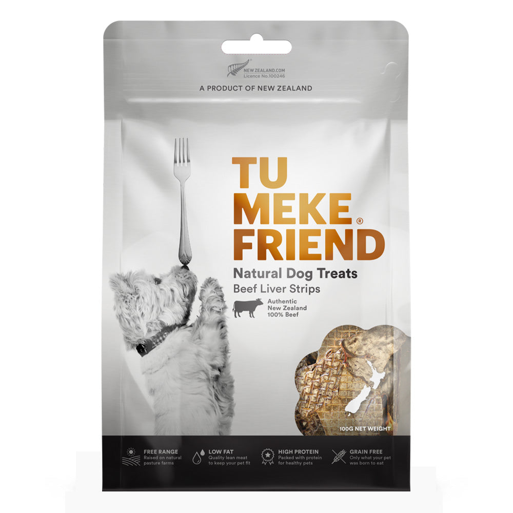 Tu Meke Friend Air-Dried Natural Dog Treats Beef Liver Strips 100G 