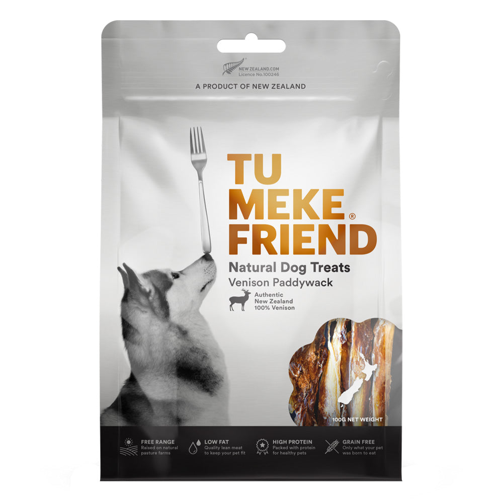Tu Meke Friend Air-Dried Natural Dog Treats Venison Paddywack 100G 
