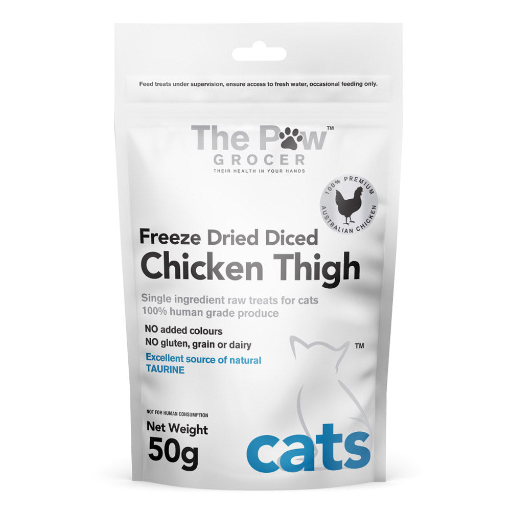 The Paw Grocer Freeze Dried Diced Chicken Thigh Cat Treats 