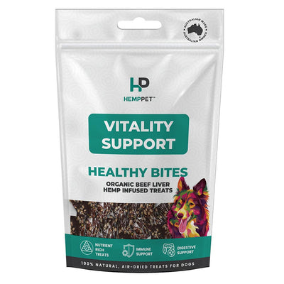 Hemppet Vitality Support Healthy Bites Organic Beef Liver Hemp Infused Treats For Dogs 
