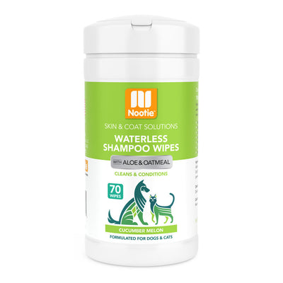 Nootie Waterless Shampoo Wipes with Aloe & Oatmeal for Dogs & Cats - Cucumber Melon