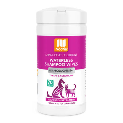 Nootie Waterless Shampoo Wipes with Aloe & Oatmeal for Dogs & Cats - Japanese Cherry Blossom