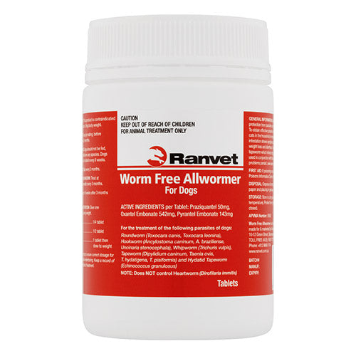 Ranvet Allwormer for Small Dogs 10Kg