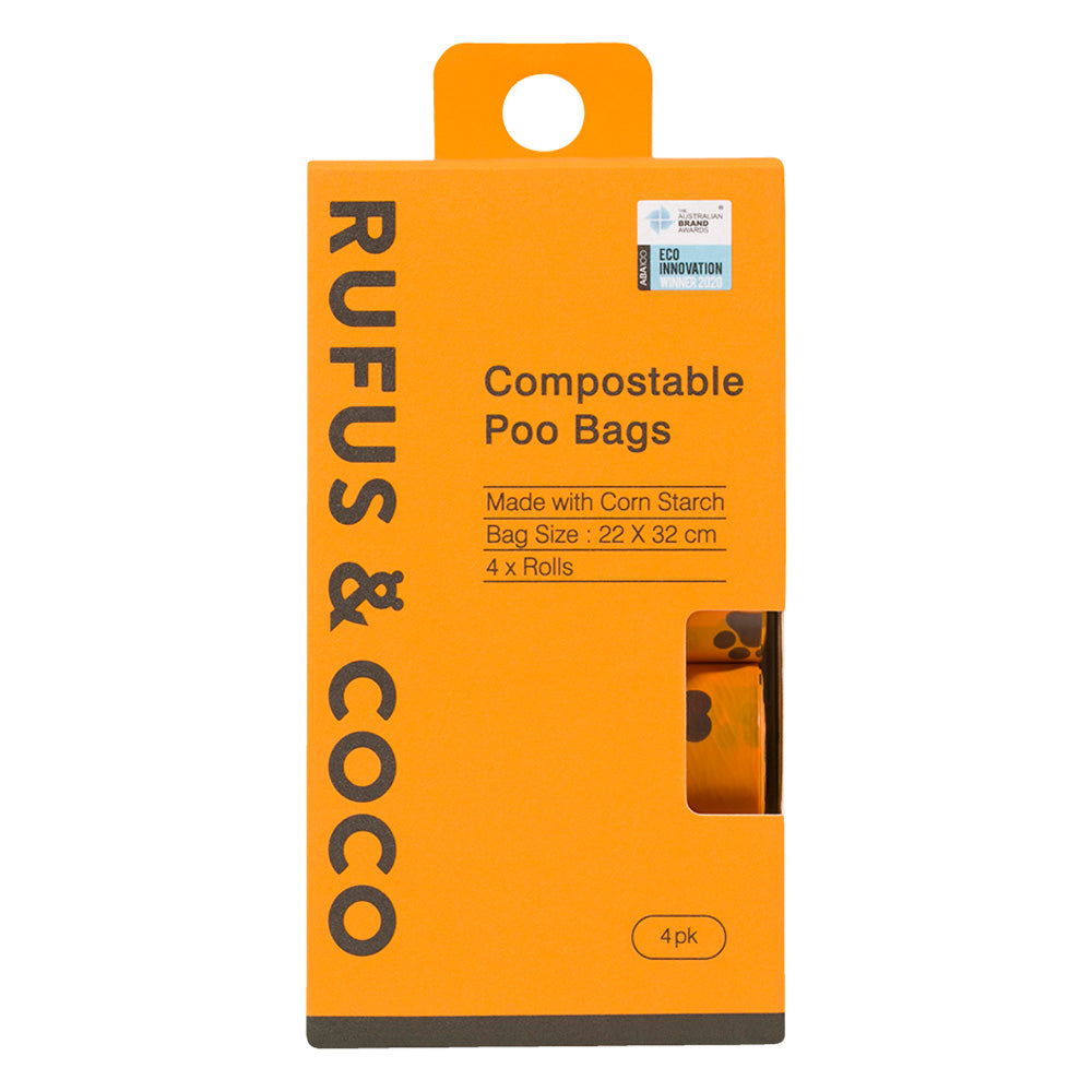 Rufus & Coco Compostable Poo Bags for Dogs 4 Rolls