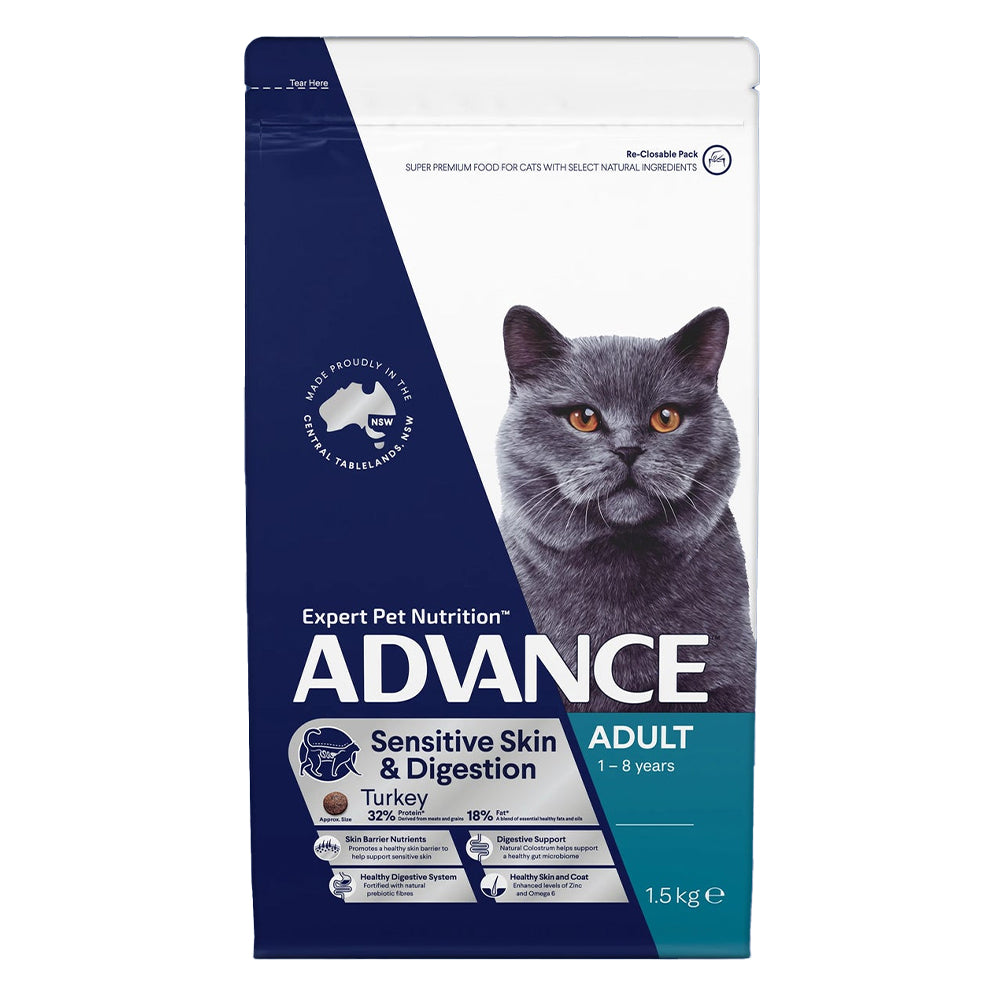 Advance Sensitive Skin & Digestion Adult Turkey Dry Cat Food