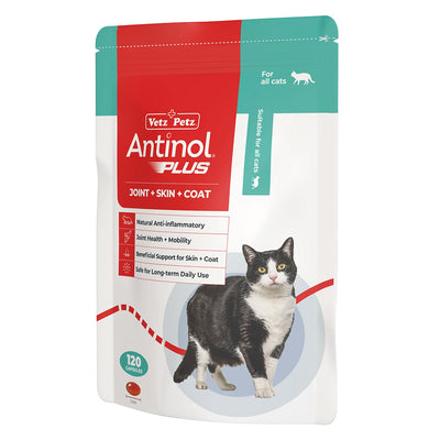 Antinol Plus Natural Anti Inflammatory Joint Mobility Skin and Coat Soft Gel Capsules For Cats