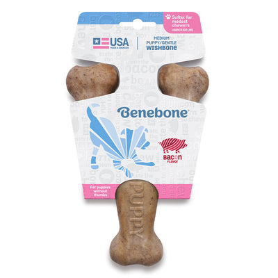Benebone Wishbone Bacon Chew Toy for Puppy Medium
