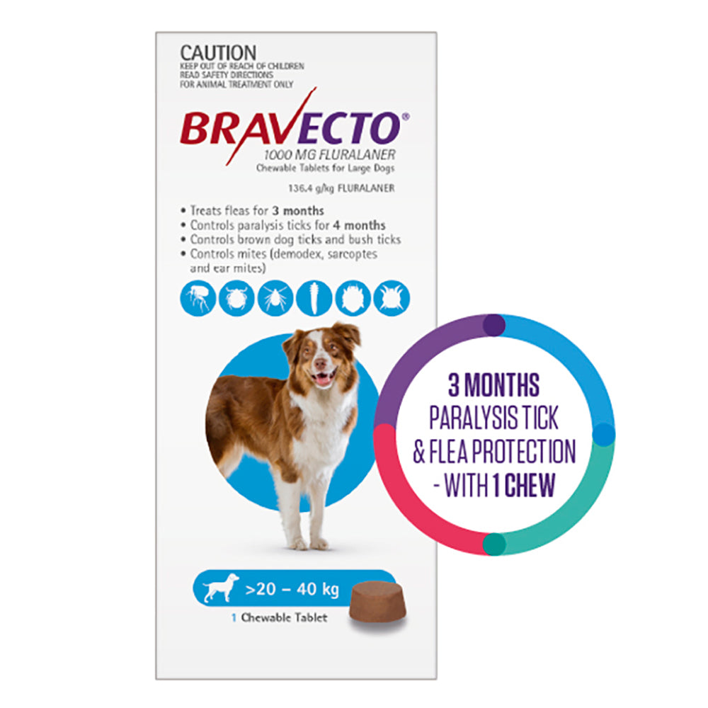 Bravecto For Large Dogs 20-40kg (Blue)