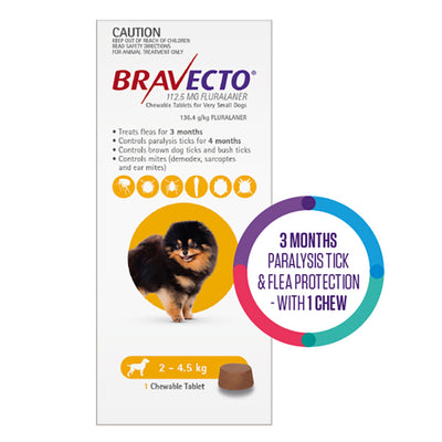 Bravecto For Toy Dogs 2-4.5Kg (Yellow)