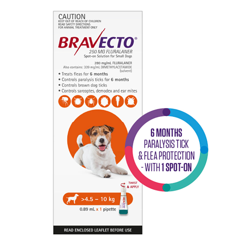 Bravecto Spot On for Small Dogs (4.5-10 Kg) Orange
