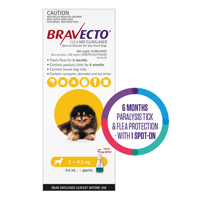 Bravecto Spot On for X-Small Dogs (2 - 4.5 kg) Yellow