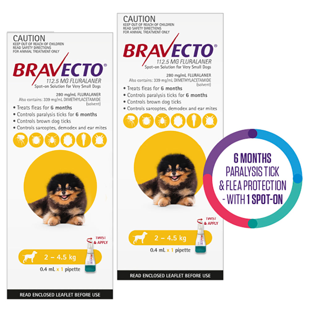 Bravecto Spot On for X-Small Dogs (2 - 4.5 kg) Yellow