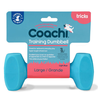 Company of Animals Coachi Tricks Training Dumbbell For Dogs Light Blue - large