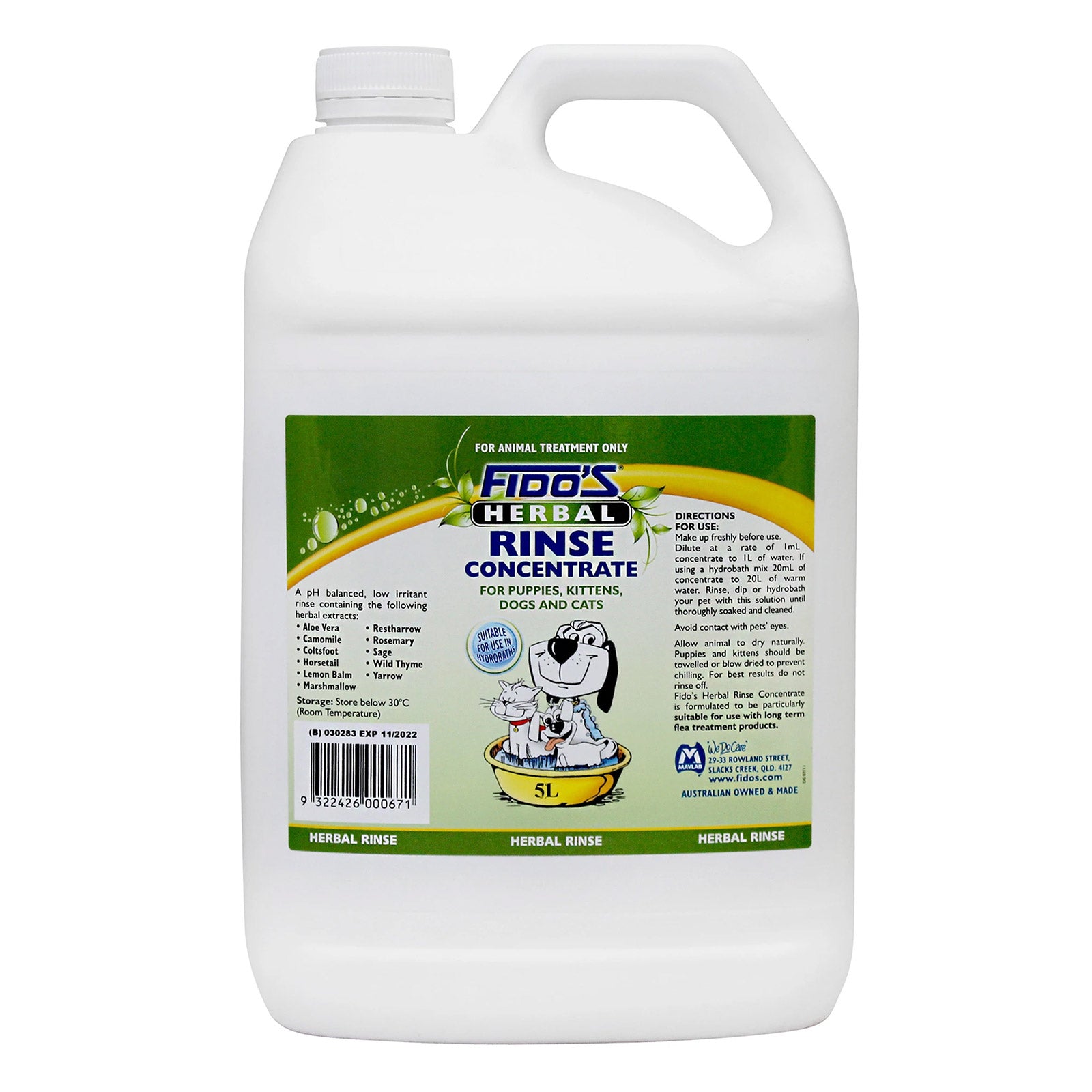 Fido's Herbal Rinse Concentrate for Dogs and Cats