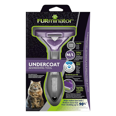 Furminator Undercoat Deshedding Tool for Long Hair Cats Medium/Large