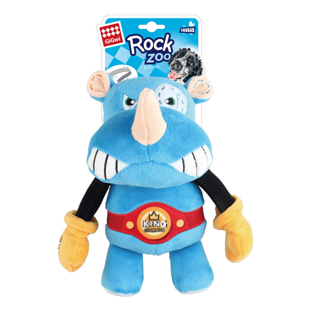 GiGwi Squeak Rock Zoo Toy for Dogs - Boxer Rhino