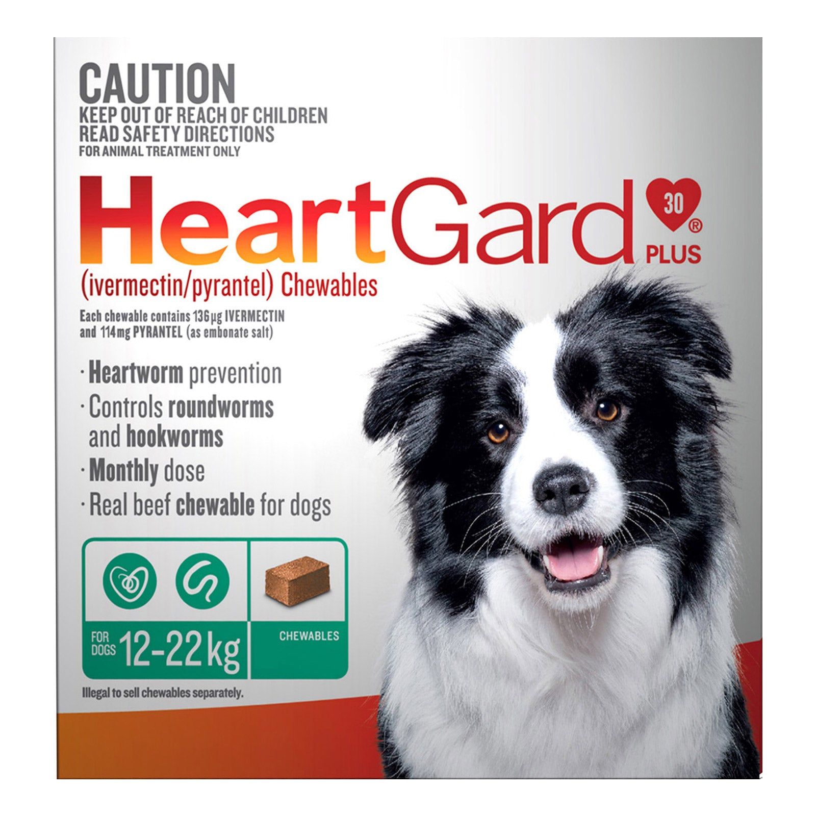 Heartgard Plus Chewables For Medium Dogs 12 To 22 Kg (Green)