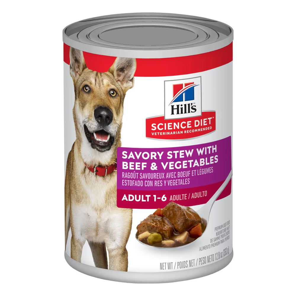 Hill's Science Diet Adult 1-6 Savory Stew with Beef & Vegetables Wet Dog Food 363gm