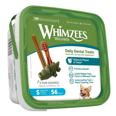 Whimzees Alligator/Brushzees/Stix Variety Value Box Dog Dental Treats Small
