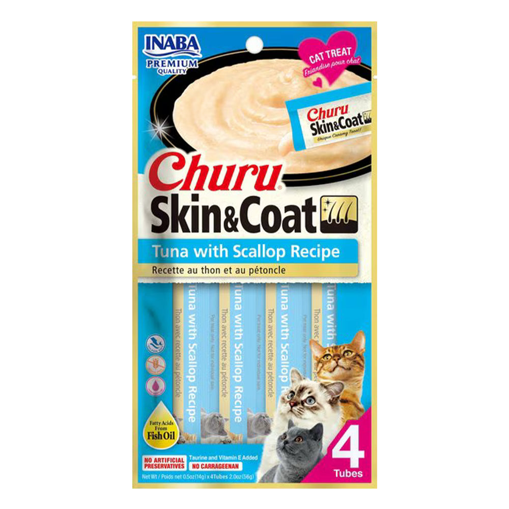 Inaba Churu Skin & Coat Tuna with Scallop Recipe Cat Treat