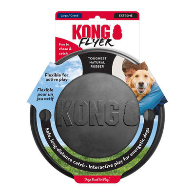 KONG Flyer Rubber Fetch Toy for Dogs - Extreme Black